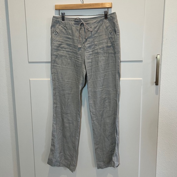 Cynthia Rowley Linen Blend Drawstring Waist Relaxed Fit Crop Pants Womens Size 6 - Picture 1 of 8